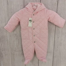 Ralph Lauren Baby Bunting 6M Soft Pink Girls Quilted Jumpsuit Snowsuit Snap