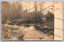 Antique RPPC boys Merrill & Winthrop ? playing in brook Real Photo Postcard 