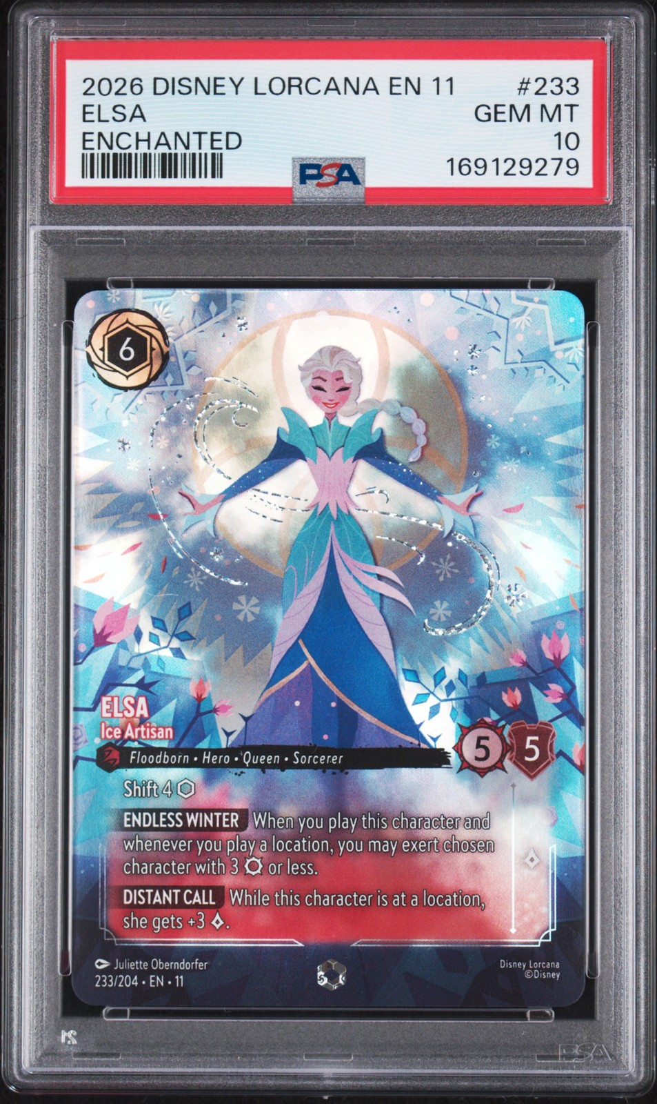 2026 DISNEY LORCANA EN 11-WINTERSPELL ENCHANTED #233 ELSA ICE ARTISAN PSA 10
