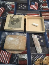 VINTAGE ROY RHODES SCRATCH BOX FRICTION TURKEY CALL SPRING GOBBLER HEN CALLER 