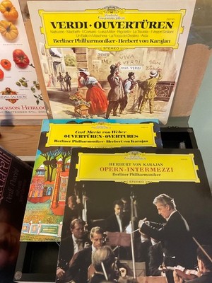 3 LP LOT DG KARAJAN Overtures von WEBER VERDI GERMAN import BERLINER VPI CLEANED