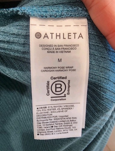 Athleta Cardigan Women´s M Teal Green Harmony Pose Wrap Ribbed Hood Open Front - Picture 4 of 6