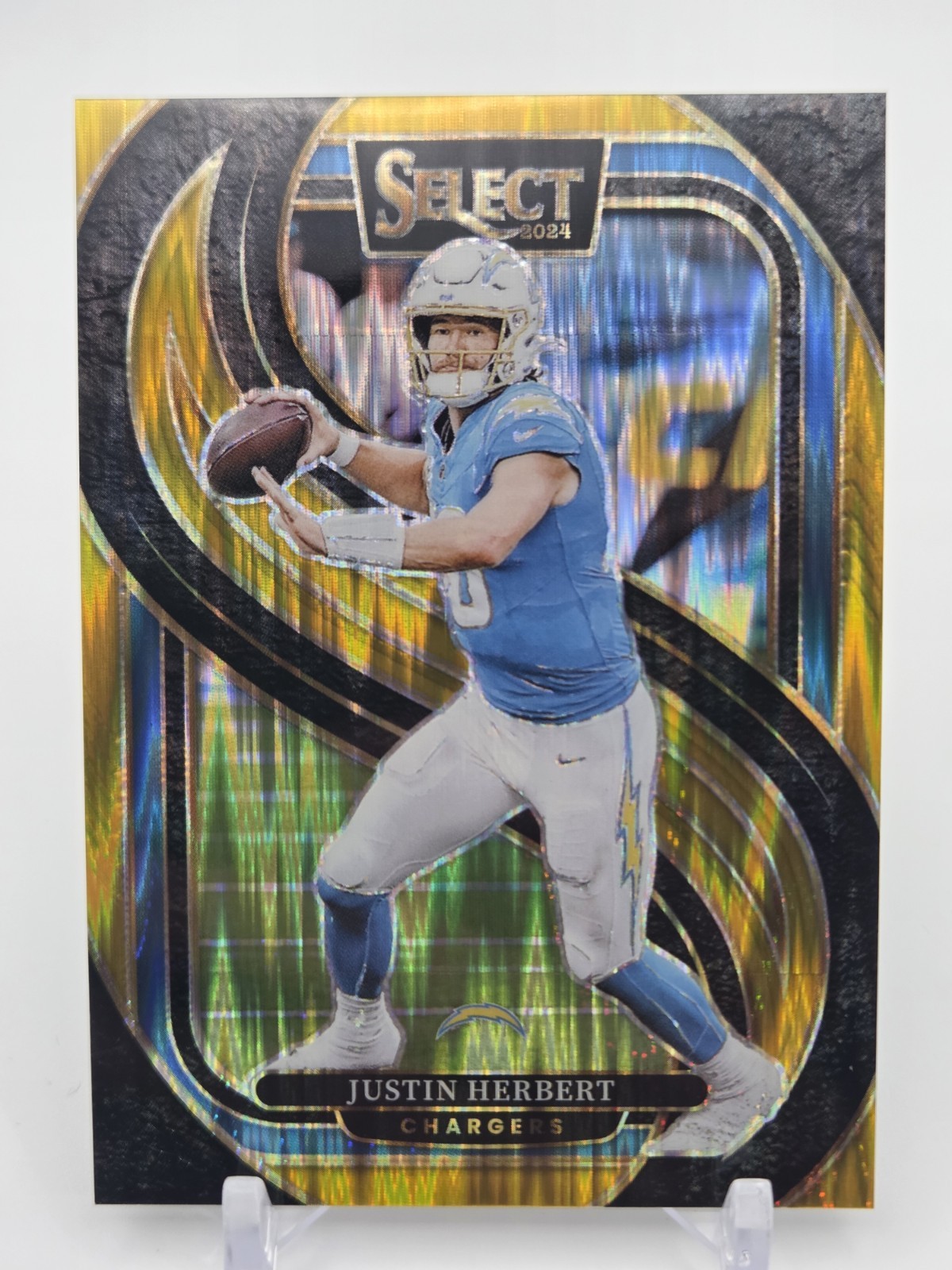 🏈2024 Panini Select Justin Herbert Prizm Premier Level GOLD /10 #131 💥SSP💥