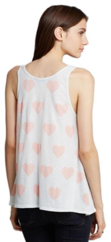 Wildfox Damen hellblau mit rosa Herzen SWING TANK neu mit Etikett $ 88 L - Bild 2 von 2