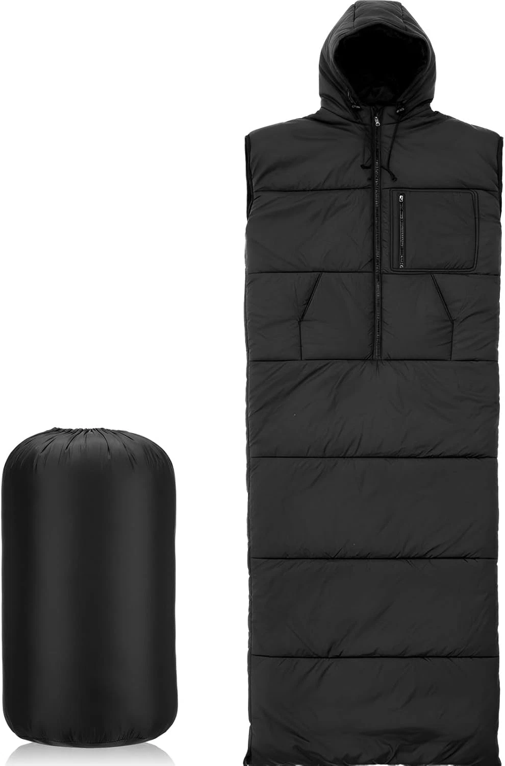 Adult Wearable Sleeping Bag with Sleeves & Hood - 0°F Insulated for Cold Weather