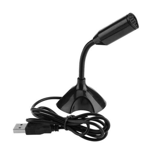 Black USB Mini Desktop Speech Microphone Stand for PC Laptop Computer Notebook F - Photo 4/13