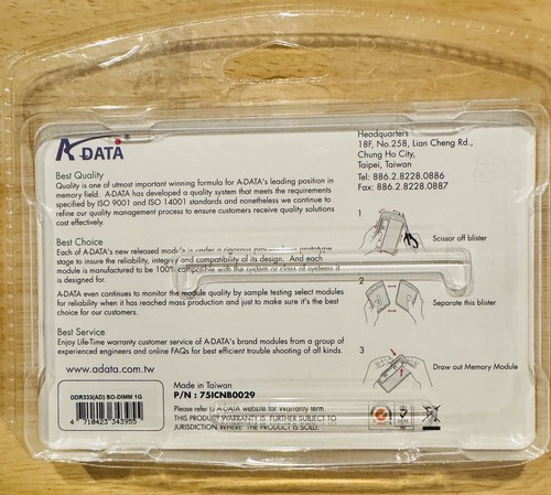 A-Data 256Mb Notebook high quality Memory DDR 333 factory sealed - Picture 2 of 4