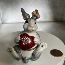 SAY "I LOVE YOU" RABBIT WITH A BIG RED HEART TRINKET BOX BY KEREN KOPAL, RARE