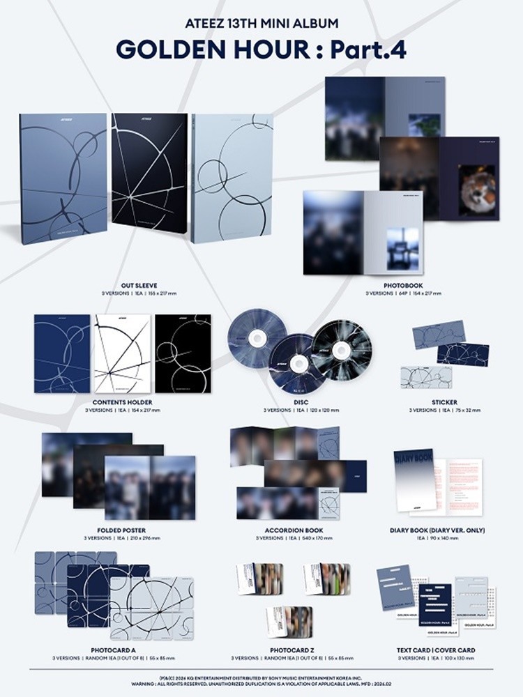 ATEEZ 13th Mini Album GOLDEN HOUR : Part.4 CD+Book+Card+Sticker+