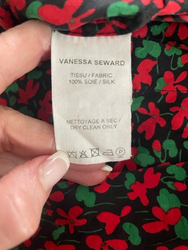 EUC VANESSA SEWARD CAI MULTI FLORAL MIDI DRESS US10 40”B 31”W 46”L ASO POW SILK - Picture 9 of 10