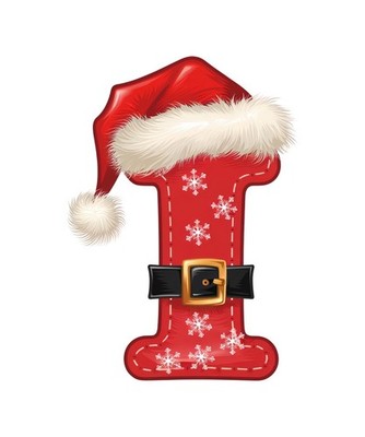 Letter I Sticker (2 Inch) Letter I Christmas Holiday Santa Hat Belt Snow Flake
