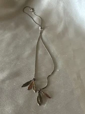 DYADEMA ITALY Sterling Silver 925 TRI COLOR LEAVES Adjustable Necklace