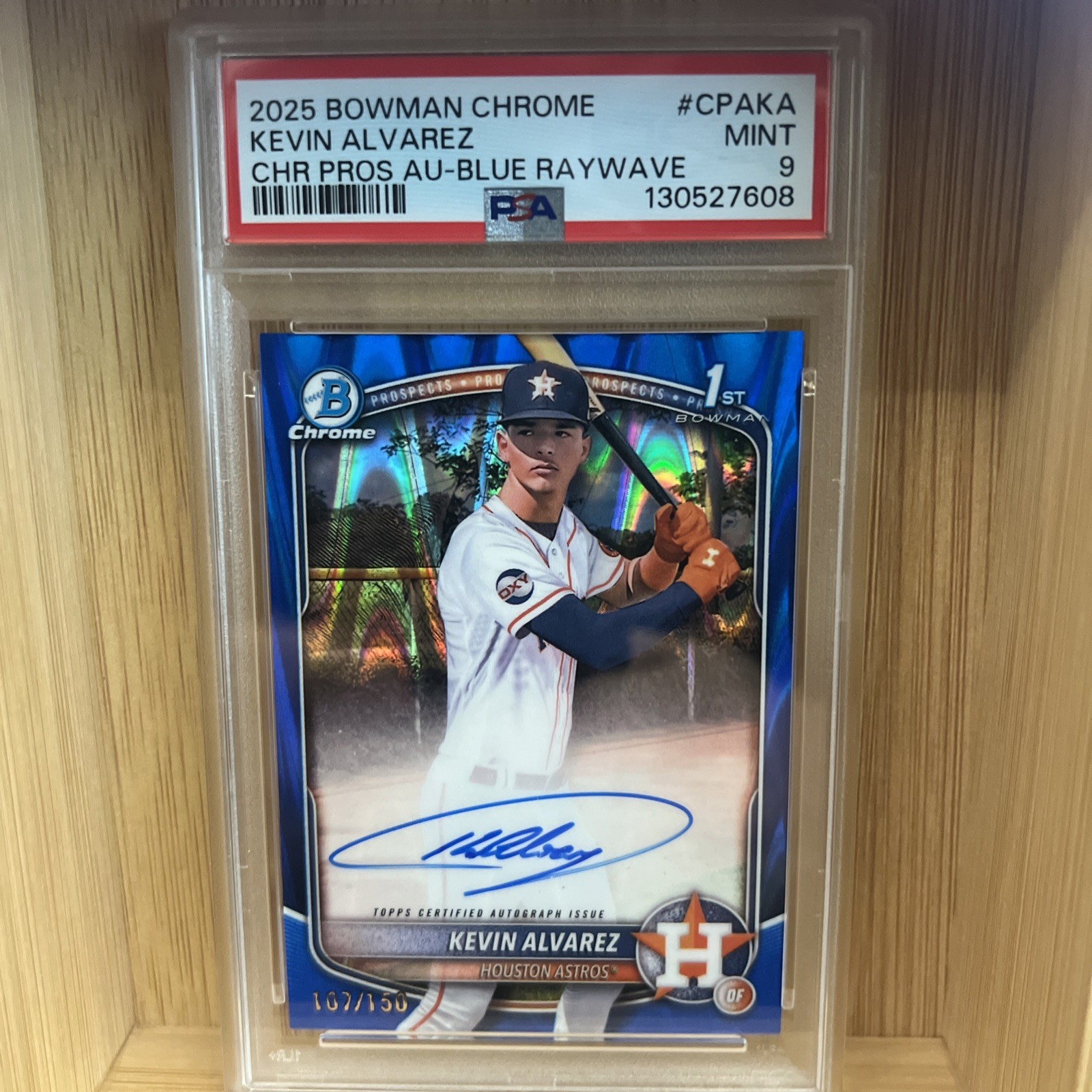 2025 Bowman Chrome - Prospect Auto Kevin Alvarez #CPA-KA Blue RayWave /150 PSA 9