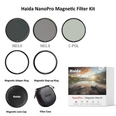 Haida 72 77 82 mm NanoPro Magnetfilter-Set, CPL + ND1.8 + ND3.0 + Kappe + Etui