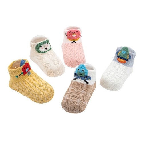 Cotton Baby Socks 5 Pairs Toddler Kids Boys Girls Summer Mesh Thin Sock 0-5Years - Picture 4 of 21
