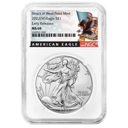 2022 (W) $1 American Silver Eagle NGC MS69 ER Black Label
