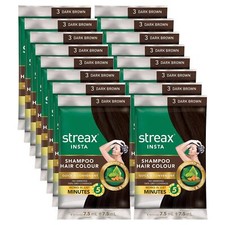 Streax Insta Shampoo Hair Colour Dark Brown 15ml x 16 Pack of 16 '