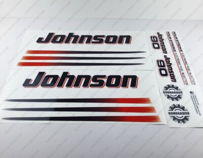 Johnson 90 PS Viertakt EFI 2003-2006 weiße Verkleidung Außenborder Aufkleber Set