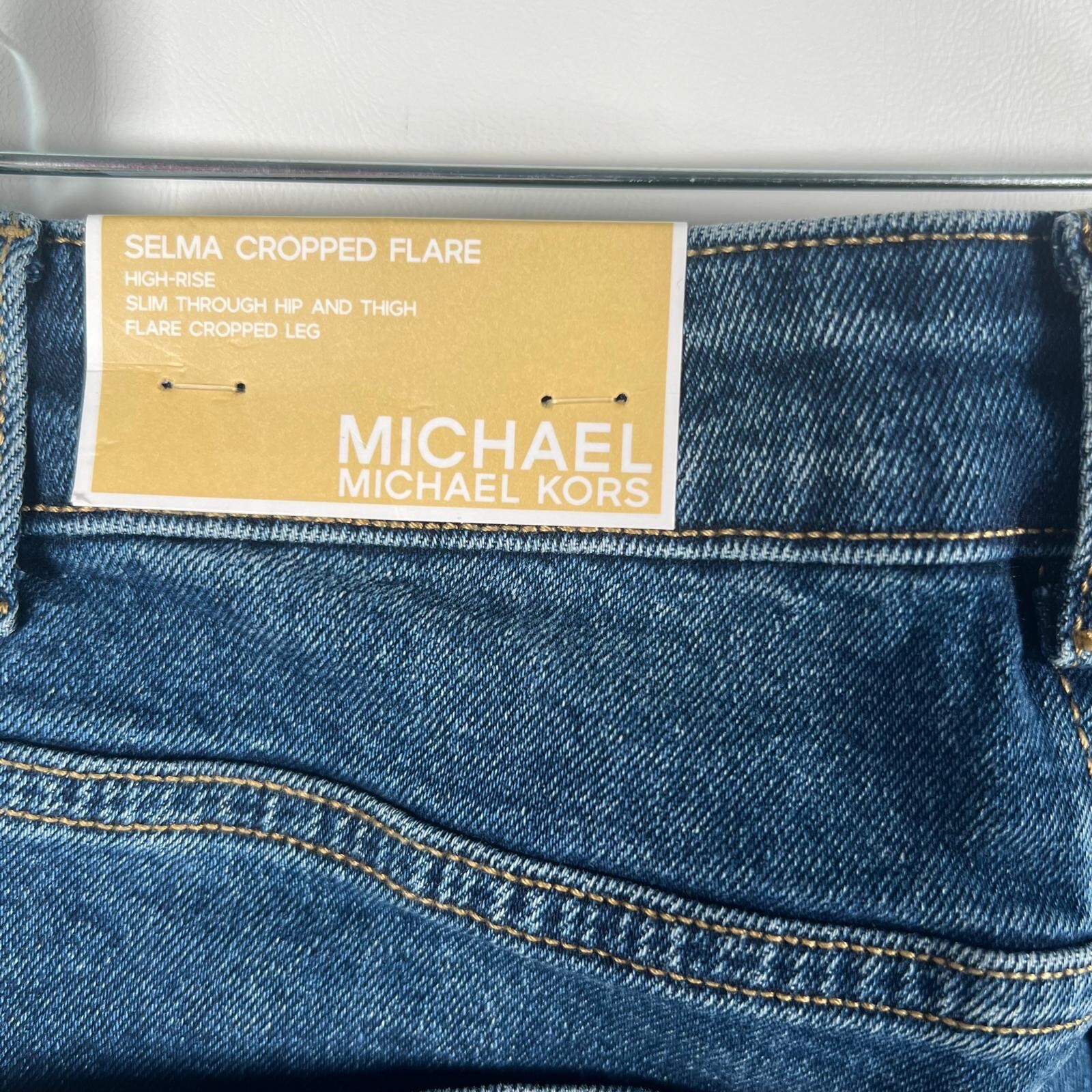 NWT MICHAEL KORS SELMA CROPPED FLARE HIGH-RISE Jeans LAKEBLUEWSH QS4905NE9Z Sz 6 thumbnail 8