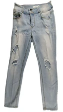 CELLO Distressed High Waist Jeans Womens Size 7 Skinny Denim Light Wash Pants