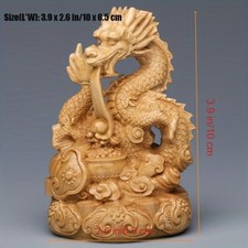 1PC Wooden Dragon Sculpture Mythical God Beast Figurine Car Desk Ornament Funny