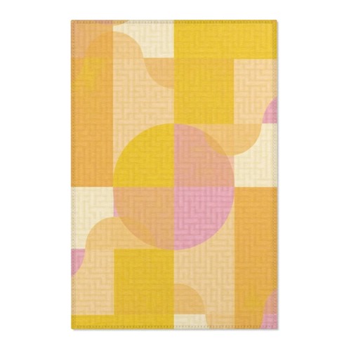 Abstract Area Rugs, Pink and Yellow Area Rug, Modern Floor Mat, Boho Carpet, - Picture 2 of 7