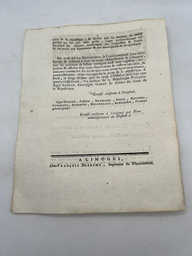 Qui casse & annule l'arrêté de la commune de Paris, du 19 octobre - 1792 - Picture 2 of 2