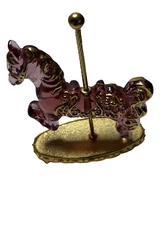 Franklin Mint World of Carousel Cranberry Glass Horse