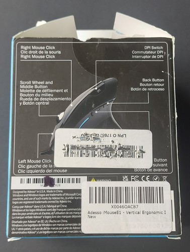 Illuminated Vertical Ergonomic Mouse - Adesso iMouse E1 - Picture 5 of 11