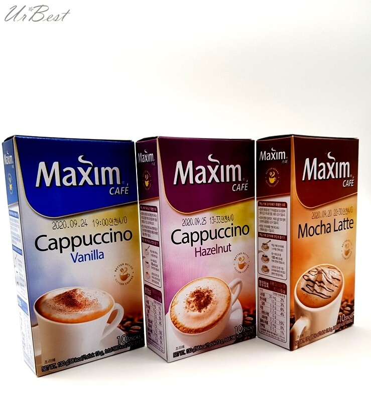 ☁️moca☕️ Korean Maxim Coffee Mix 3 flavors (Hazelnut / Vanilla / Moca latte