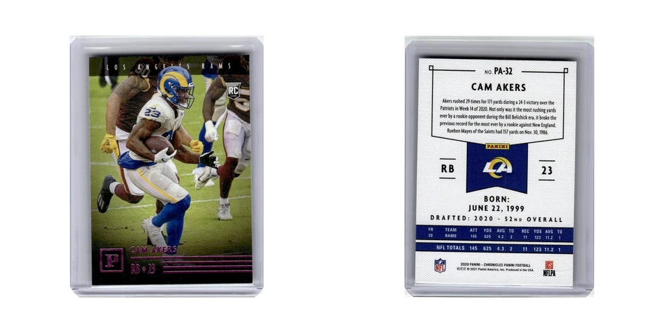 Cam Akers Rookie 2020 Panini Chronicles Pink #PA-32 Los Angeles Rams NM - Image 3 of 3