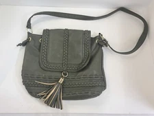 Just Fab Green Purse Shoulder Crossbody bag Faux Pebbled Cinch Leather 