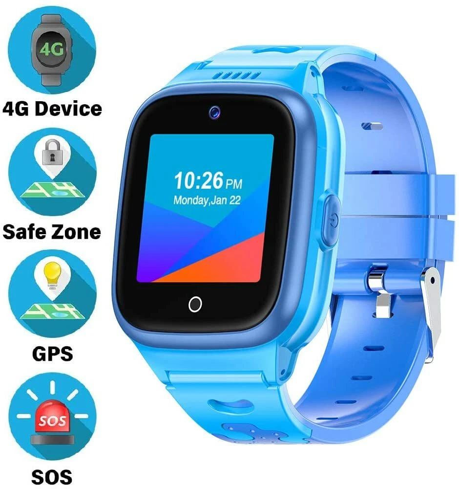 2023 Model 4G Kids Smart Watch Preinstalled SpeedTalk SIM Card GPS Locator  -BLUE