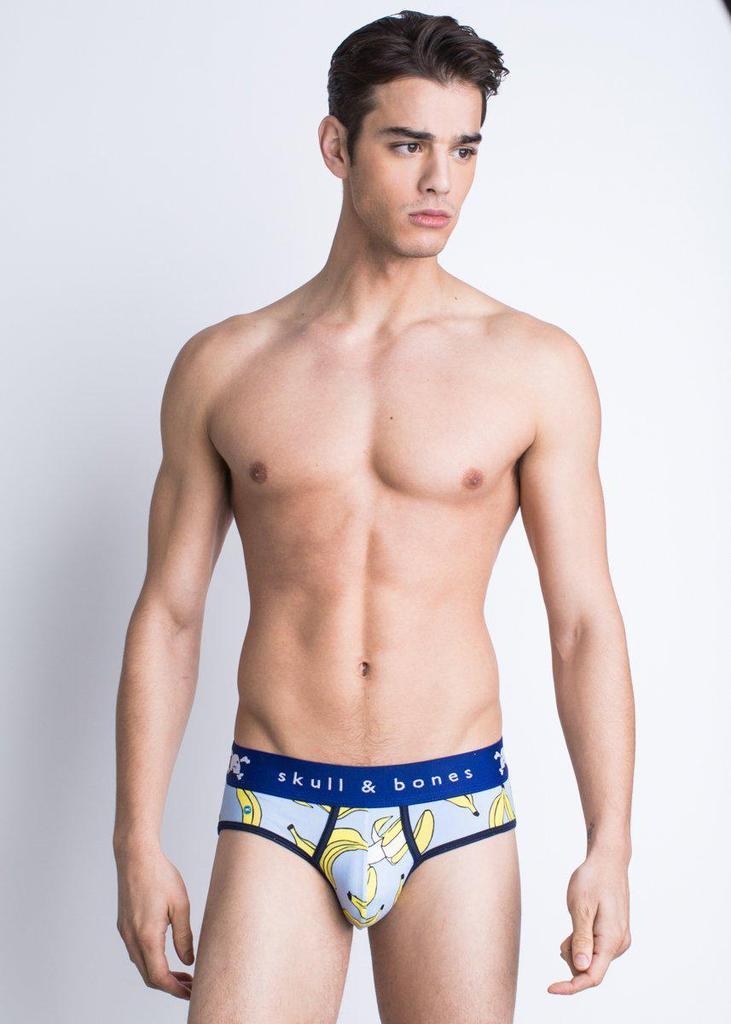 Skull and Bones Banana Print Brief (Blue & Navy)