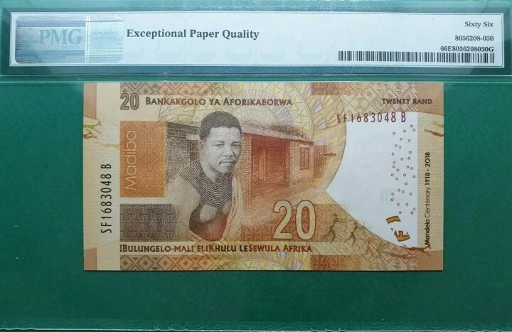 2018 South Africa 20 Rand "COMMEMORATIVE" PMG66 EPQ GEM UNC  - Image 2 of 2