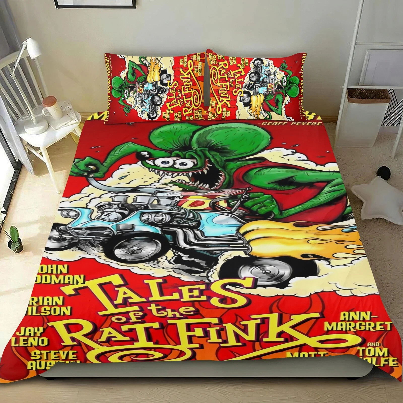 3-Piece Rat Fink Bedding Set with Duvet Cover for All Seasons Kids Bedroom Bedding