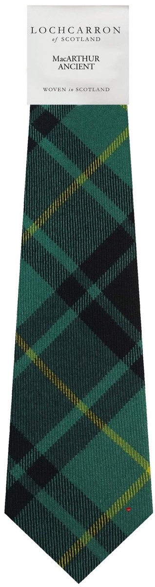 Gents MacArthur Ancient Tartan Neck Tie – Handmade In Scotland, 100% Pure Wool Lightweight Tie