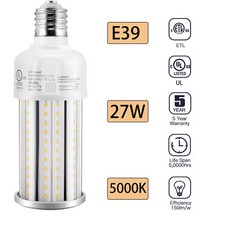 27 Watt Led Corn Bulb E39 Large Base For Warehouse Workshop Factory Bright Light