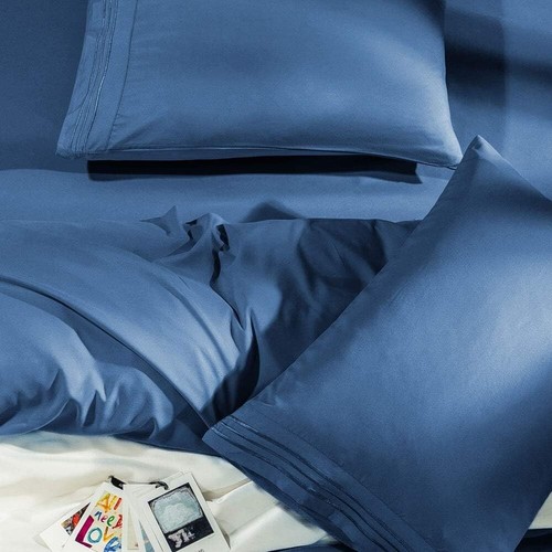 Wrinkle Resistant King Sheet Set - 1800 Thread Count Navy Microfiber Elegance - Picture 7 of 9