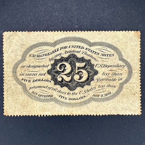 US 25c Fractional Currency FR 1280 (First Issue) Perf. Edges w/out ABC Monogram - Picture 2 of 2