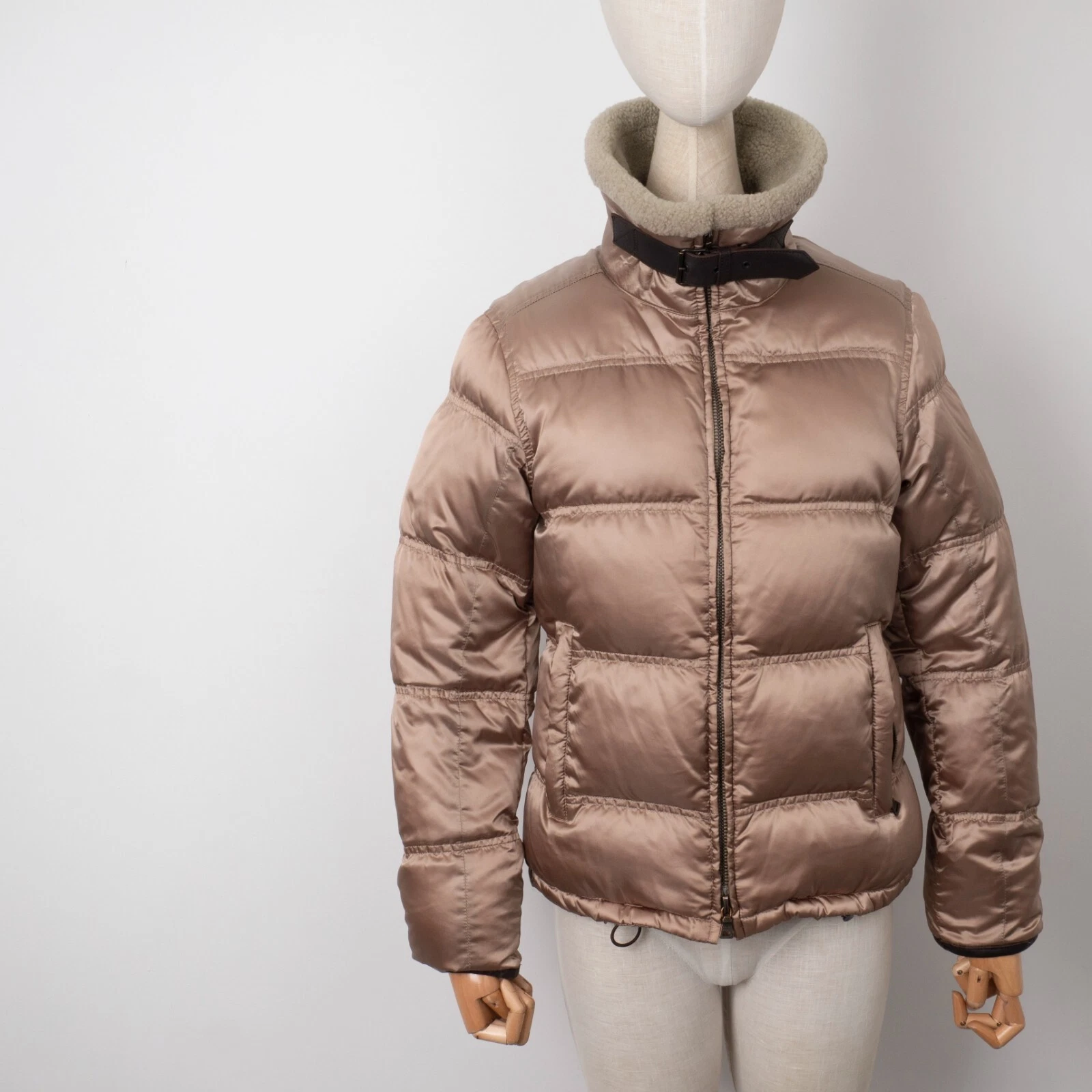 Giacca da sci PRADA donna oro rosa rosso linguetta nylon full zip taglia 40 M