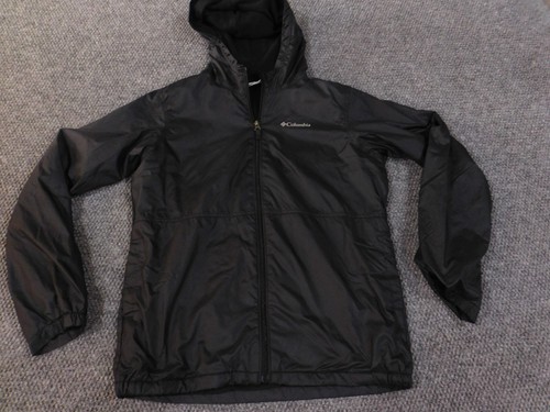 columbia jacket boys xl 18-20 black lined outdoors hoodie windbreaker polyester - Picture 2 of 12
