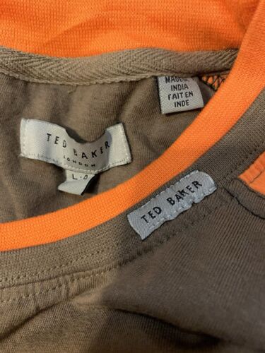 Ted Baker Herren Größe 4 T-Shirt Kurzarm Braun Orange Große L Baumwolle - Bild 3 von 5
