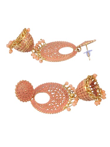 Indian Gold Plated Wedding Party Wear Women Long Green Jhumka Jhumki Earrings - Picture 14 of 33
