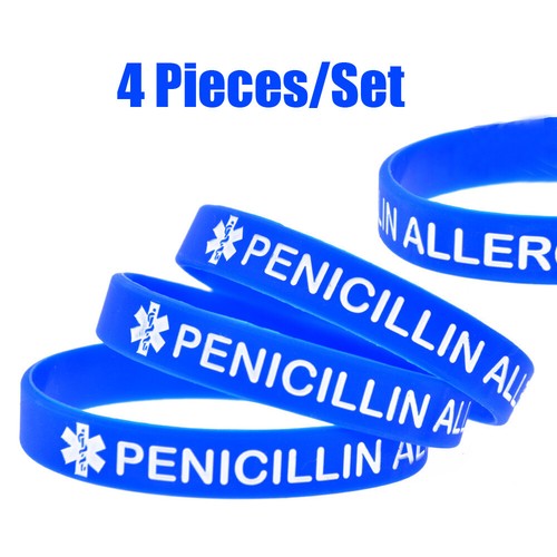4x Penicillin Allergy Alert Bracelets - Adult Medical ID Silicone Wristbands - Picture 13 of 15