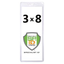 100 Pack - 3x8 Sporting Event Ticket Holder - Vertical Vinyl Credential Holders