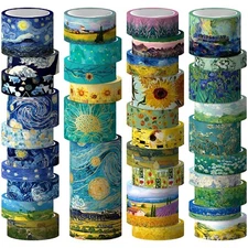 Washi Tape Set, 36 Rolls Van Gogh Vintage Gold Washy Tape, Wide Decorative Ta...