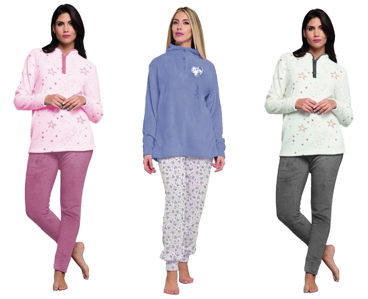 Pigiama DONNA invernale CORAL fleece KAREL taglie forti CONFORMATO