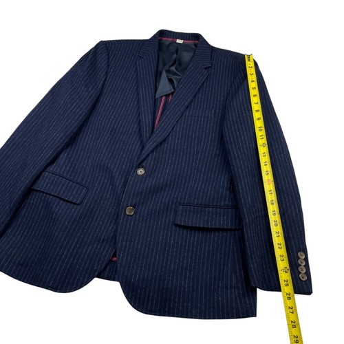 J.Crew Men’s 100% Wool Thick Flannel 2-Button Blazer Navy Railroad Stripe • 44R - Picture 11 of 12