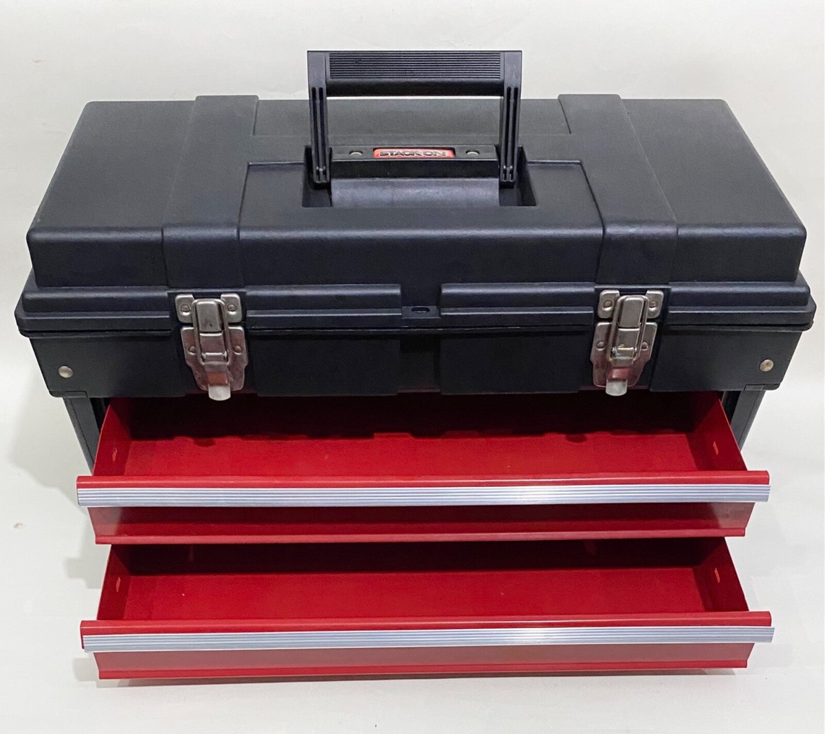 イナウトStack BOX Higt + Stack BOX Cover 380 Stack On Tool Box W/ Metal Drawers 22x11.5x11.5 in Excellent